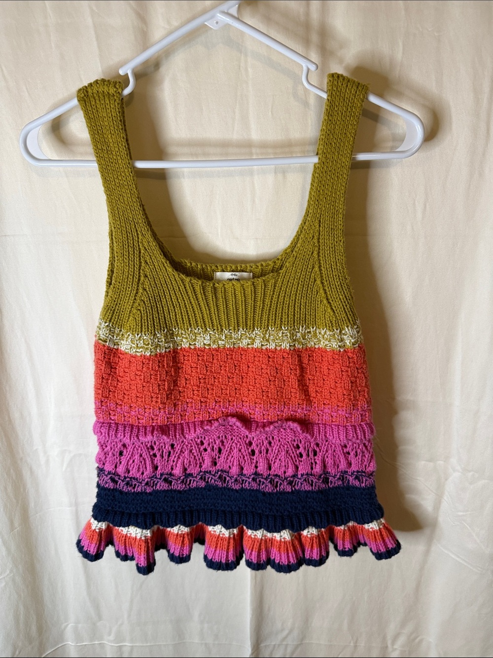 entro Olive, Coral, Pink & Navy Knit Striped Tank